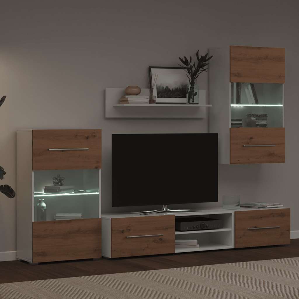 vidaXL 5-częściowe szafki pod telewizor z oświetleniem LED