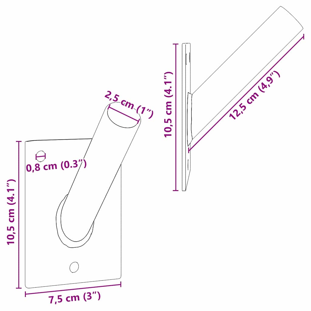 vidaXL Uchwyt na maszt flagowy Srebrny 10,5 x 7,5 x 2,5 cm Stal