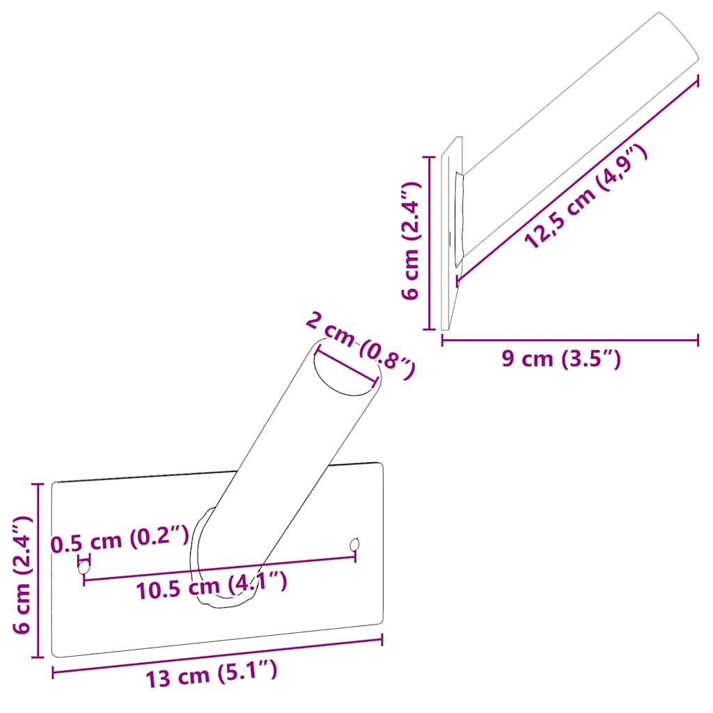 vidaXL Uchwyt na maszt flagowy Srebrny 13 x 6 x 0,2 cm Stal