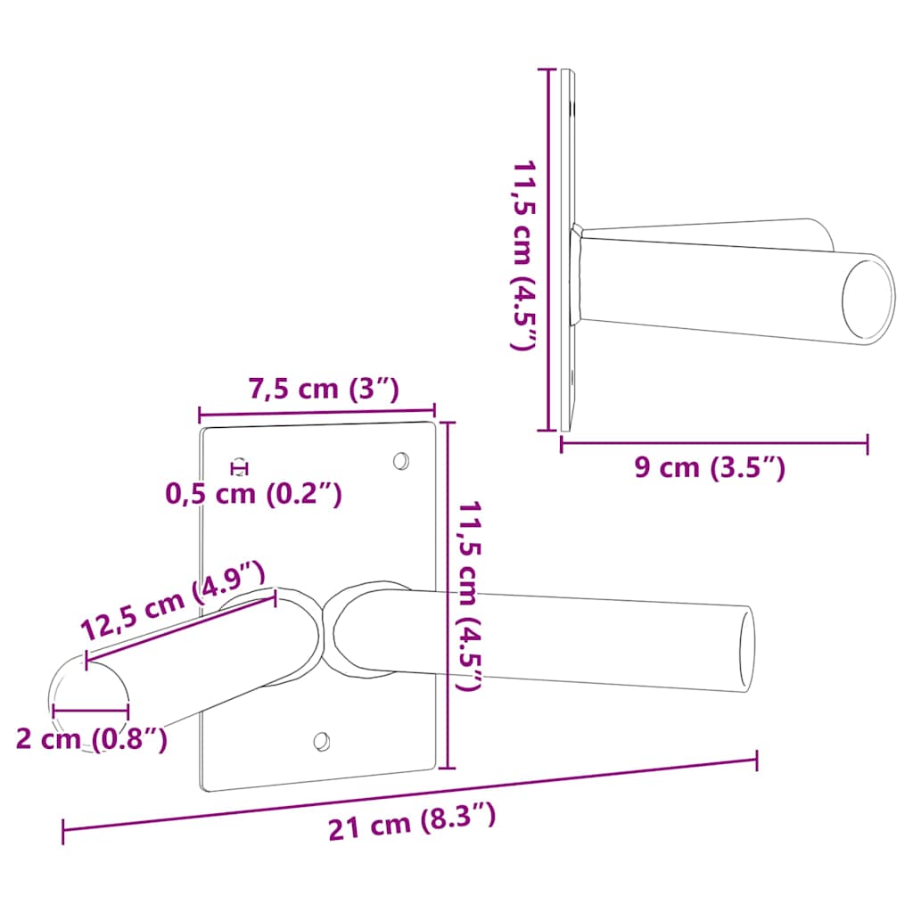 vidaXL Uchwyt na maszt flagowy Czarny 11,5 x 7,5 x 0,2 cm Stal