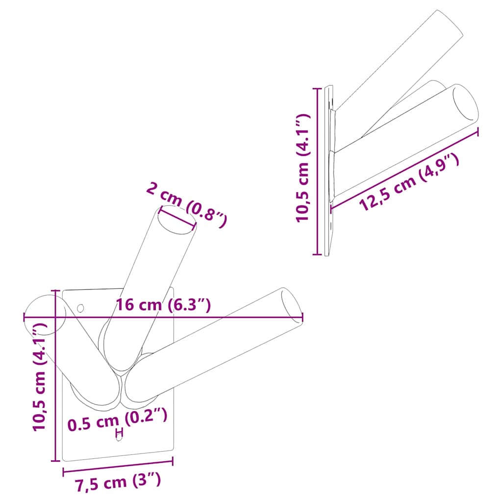 vidaXL Uchwyt na maszt flagowy Srebrny 10,5 x 7,5 x 0,2 cm Stal