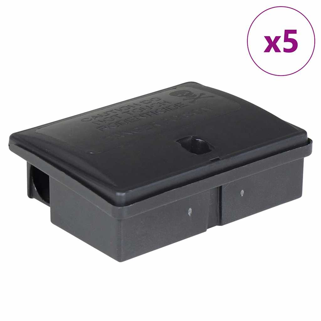 vidaXL Pułapki na myszy 5 szt. Czarne 13x10x4 cm