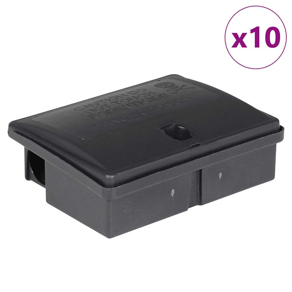 vidaXL Pułapki na myszy 10 szt. Czarne 13x10x4 cm