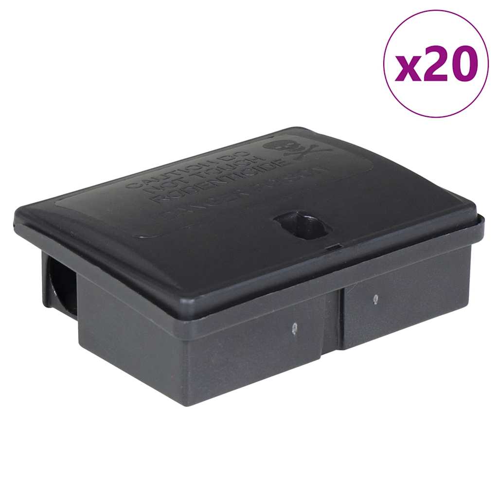 vidaXL Pułapki na myszy 20 szt. Czarne 13x10x4 cm