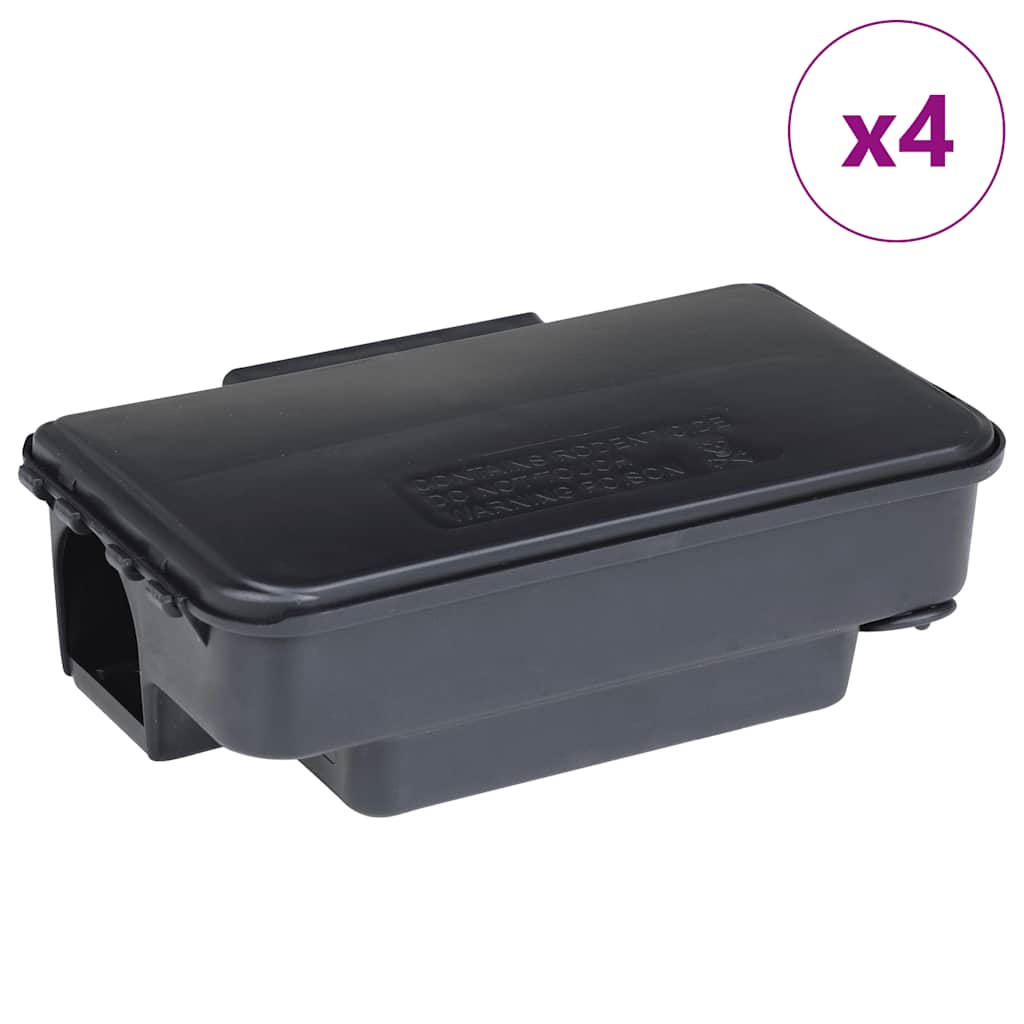vidaXL Pułapki na myszy 4 szt. Czarne 22x12,5x7,5 cm