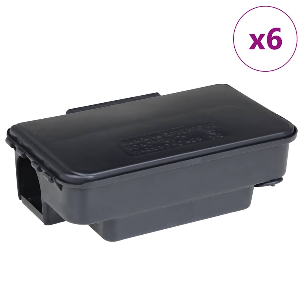 vidaXL Pułapki na myszy 6 szt. Czarne 22x12,5x7,5 cm