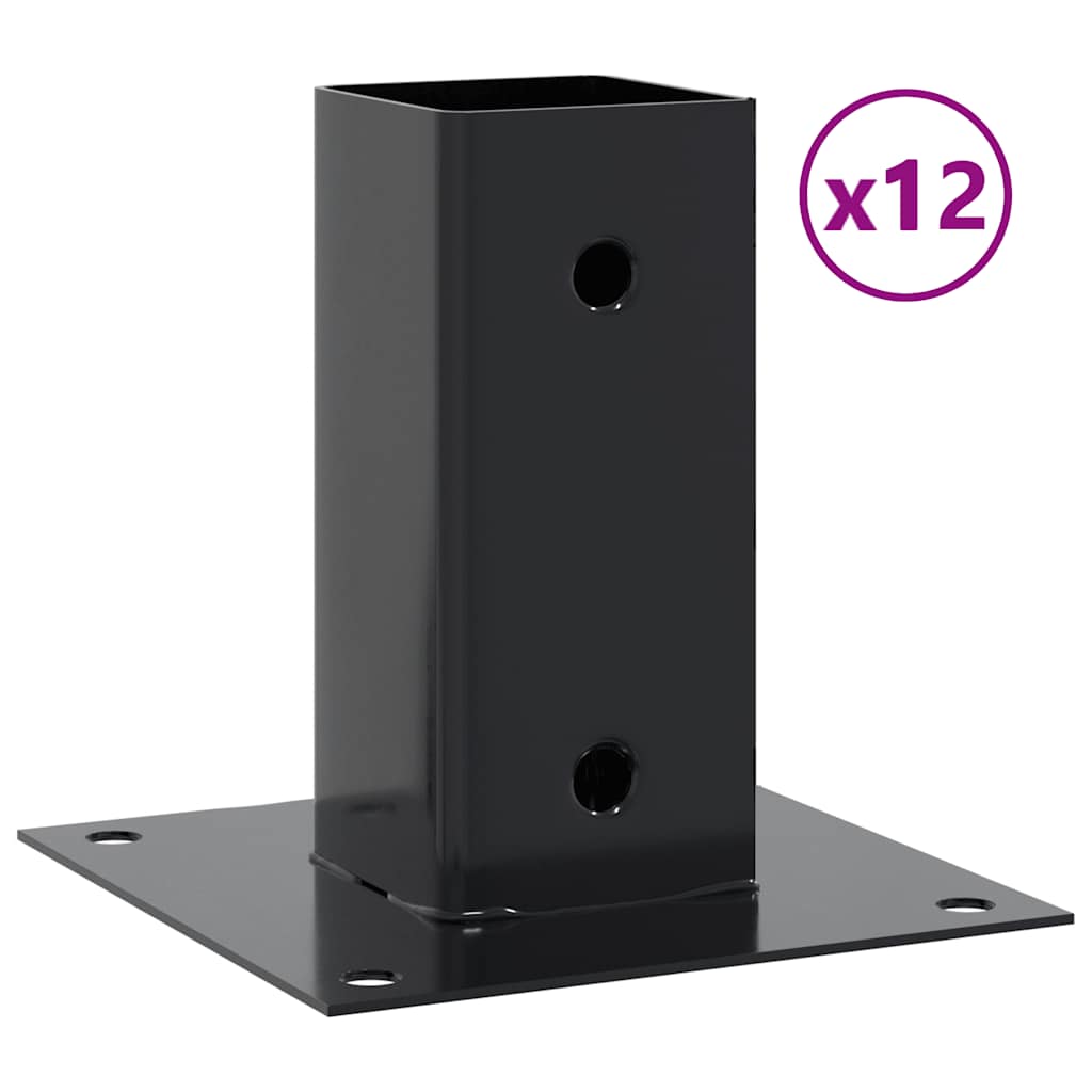 vidaXL Podstawy słupków kwadratowe 12 szt. Antracyt 71x71 mm