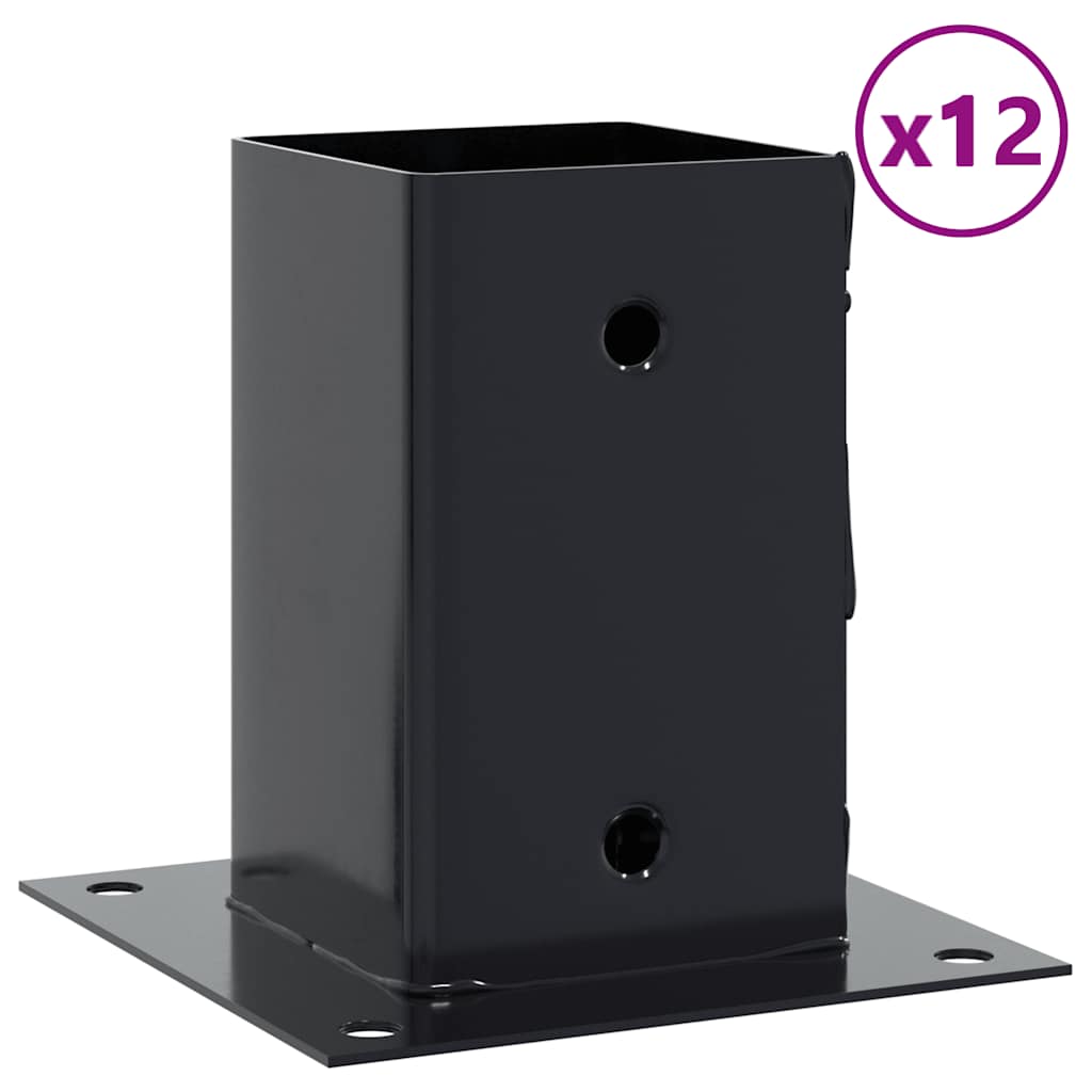 vidaXL Podstawy słupków kwadratowe 12 szt. Antracyt 81x81 mm