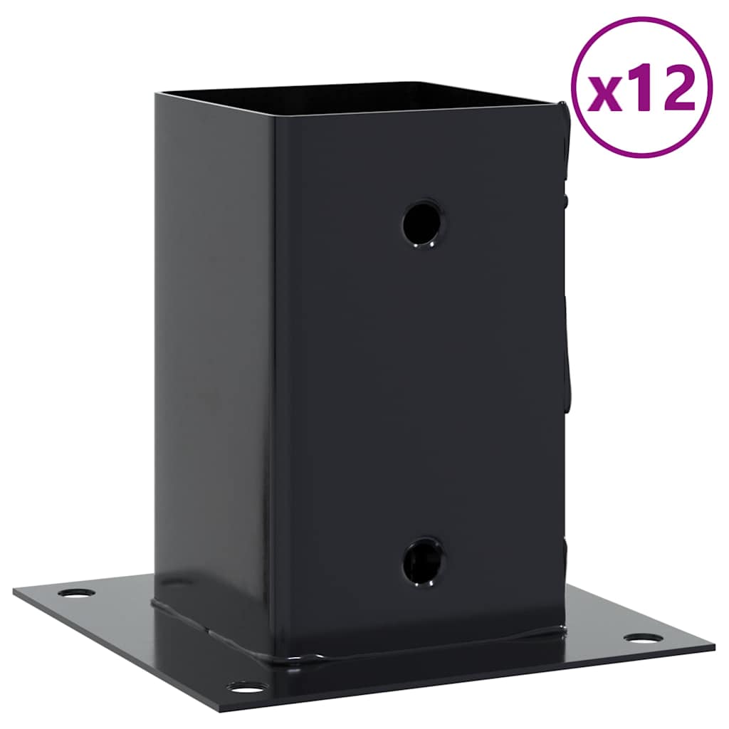 vidaXL Podstawy słupków kwadratowe 12 szt. Antracyt 91x91 mm