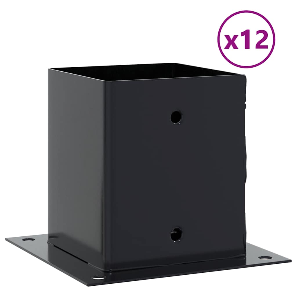 vidaXL Podstawy słupków kwadratowe 12 szt. Antracyt 121x121 mm