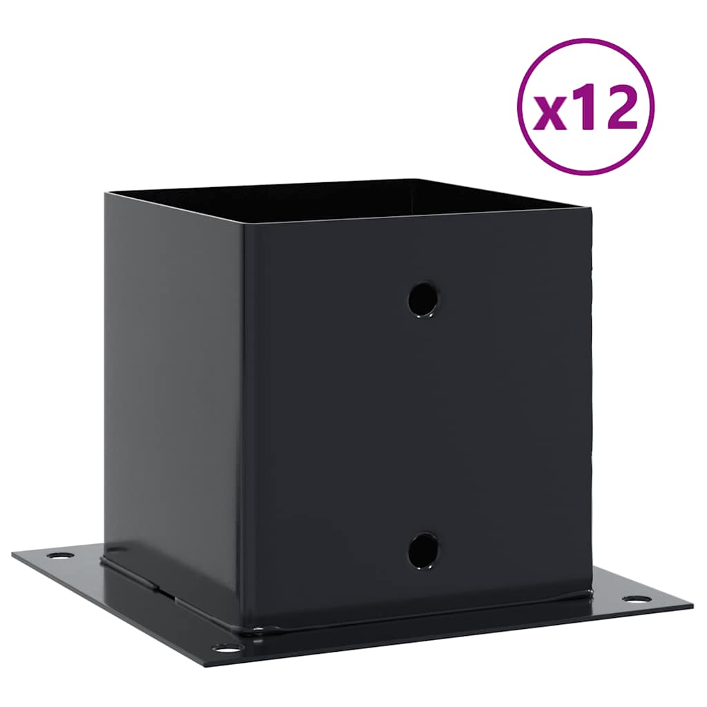 vidaXL Podstawy słupków kwadratowe 12 szt. Antracyt 141x141 mm