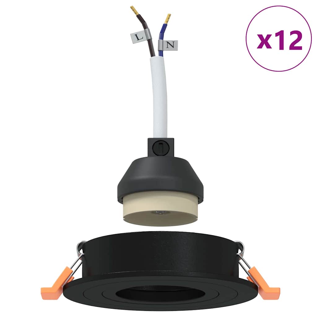 vidaXL Reflektor 12 pcs Czarny 9 x 9 x 2 cm Aluminium