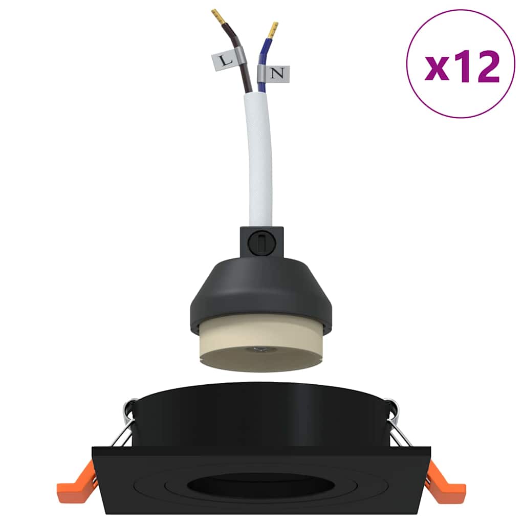 vidaXL Reflektor 12 pcs Czarny 9 x 9 x 2 cm Aluminium