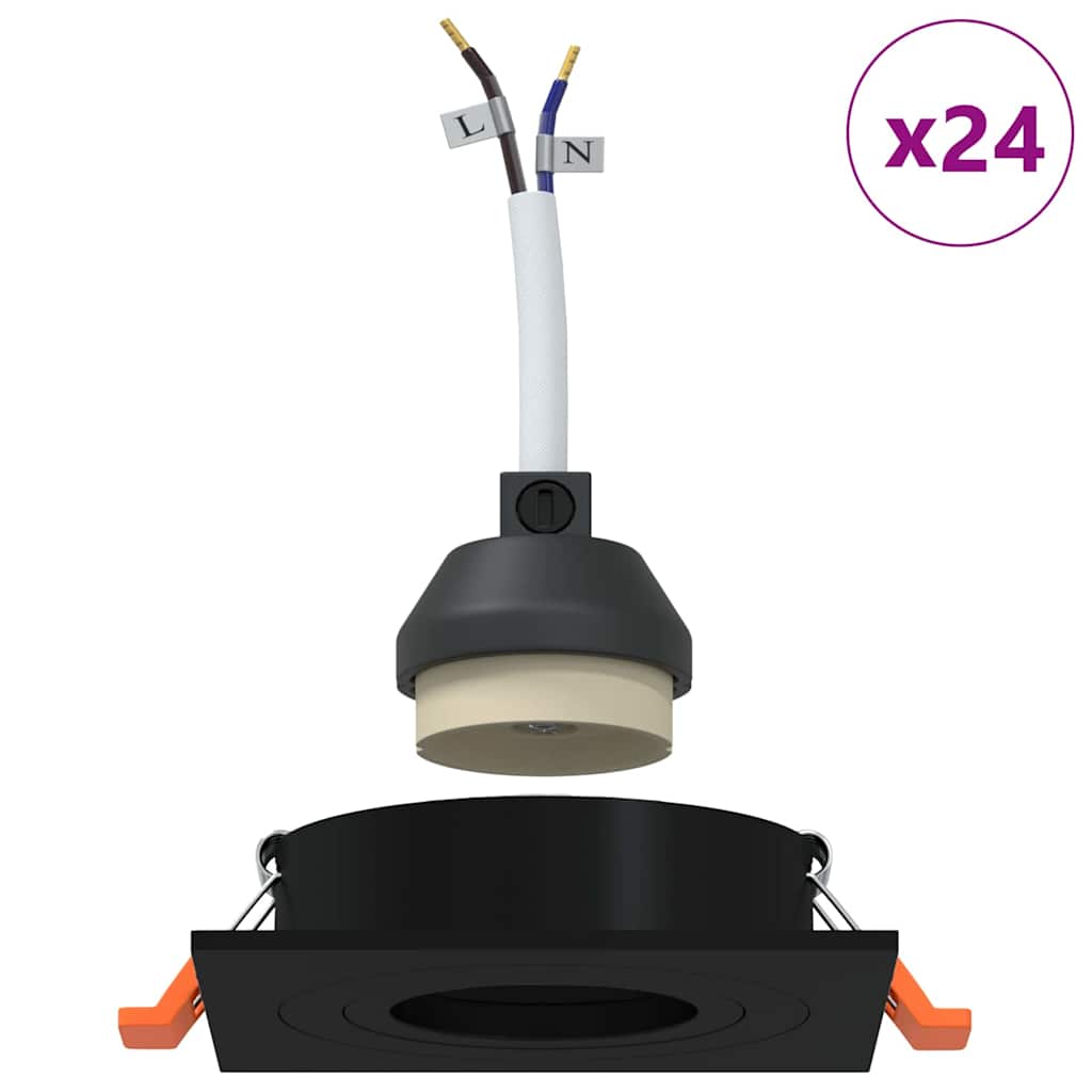 vidaXL Reflektor 24 pcs Czarny 9 x 9 x 2 cm Aluminium