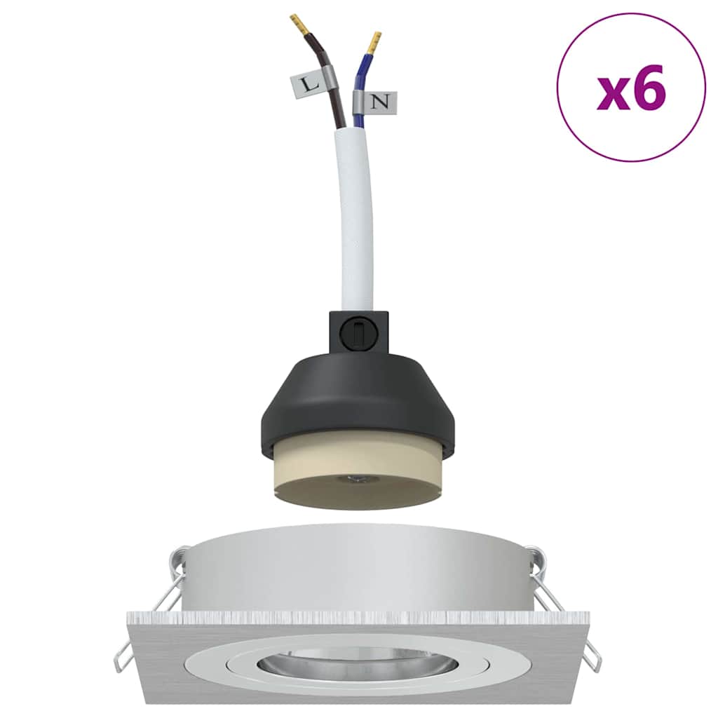vidaXL Reflektor 6 pcs Srebrny 9 x 9 x 2 cm Aluminium