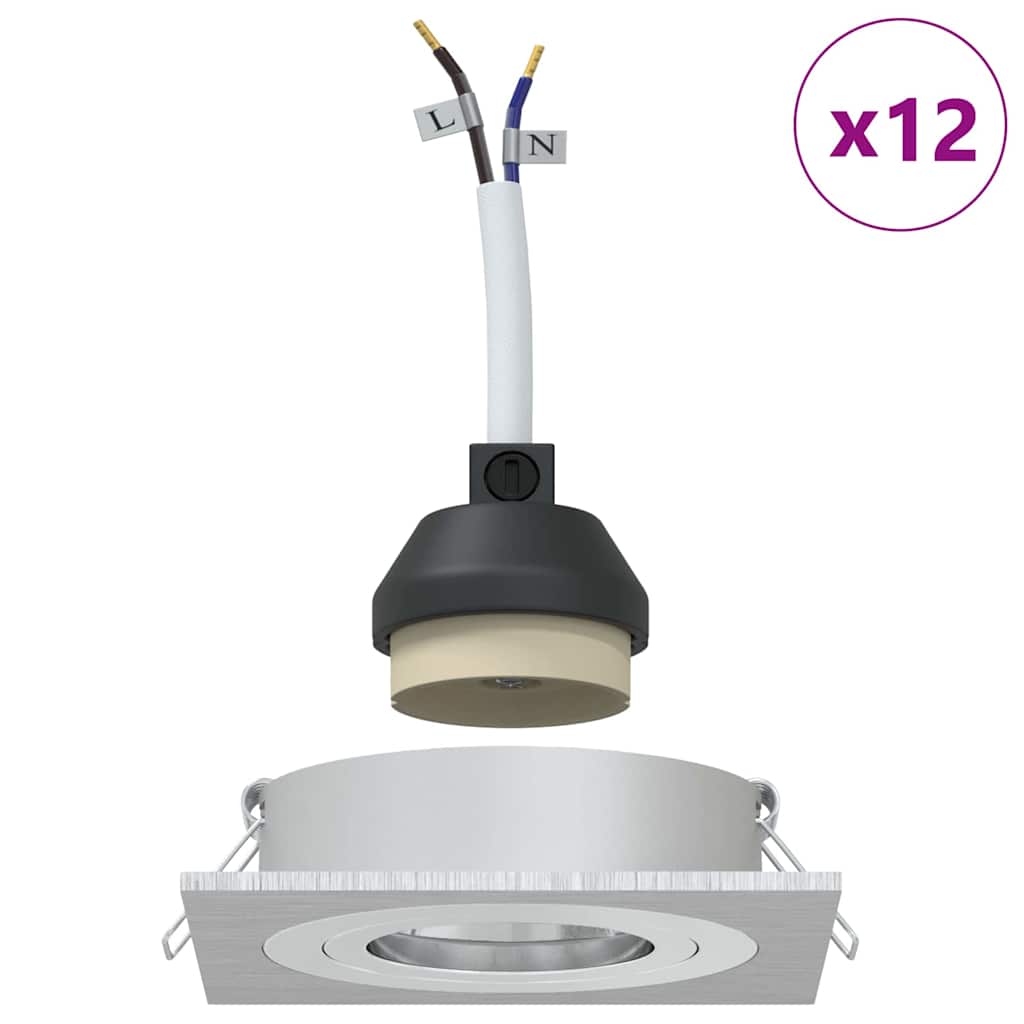 vidaXL Reflektor 12 pcs Srebrny 9 x 9 x 2 cm Aluminium