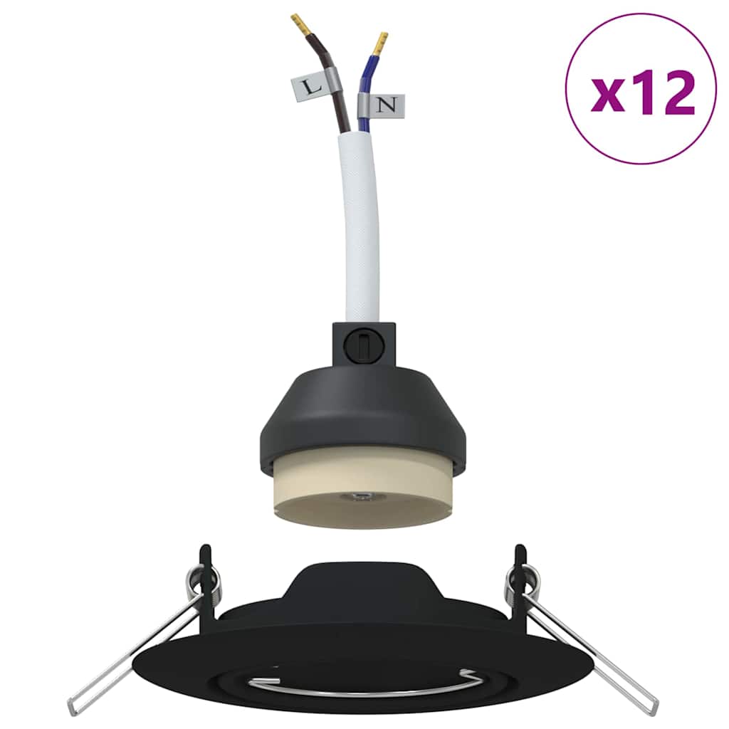 vidaXL Reflektor 12 pcs Czarny 9 x 9 x 2.5 cm Metal