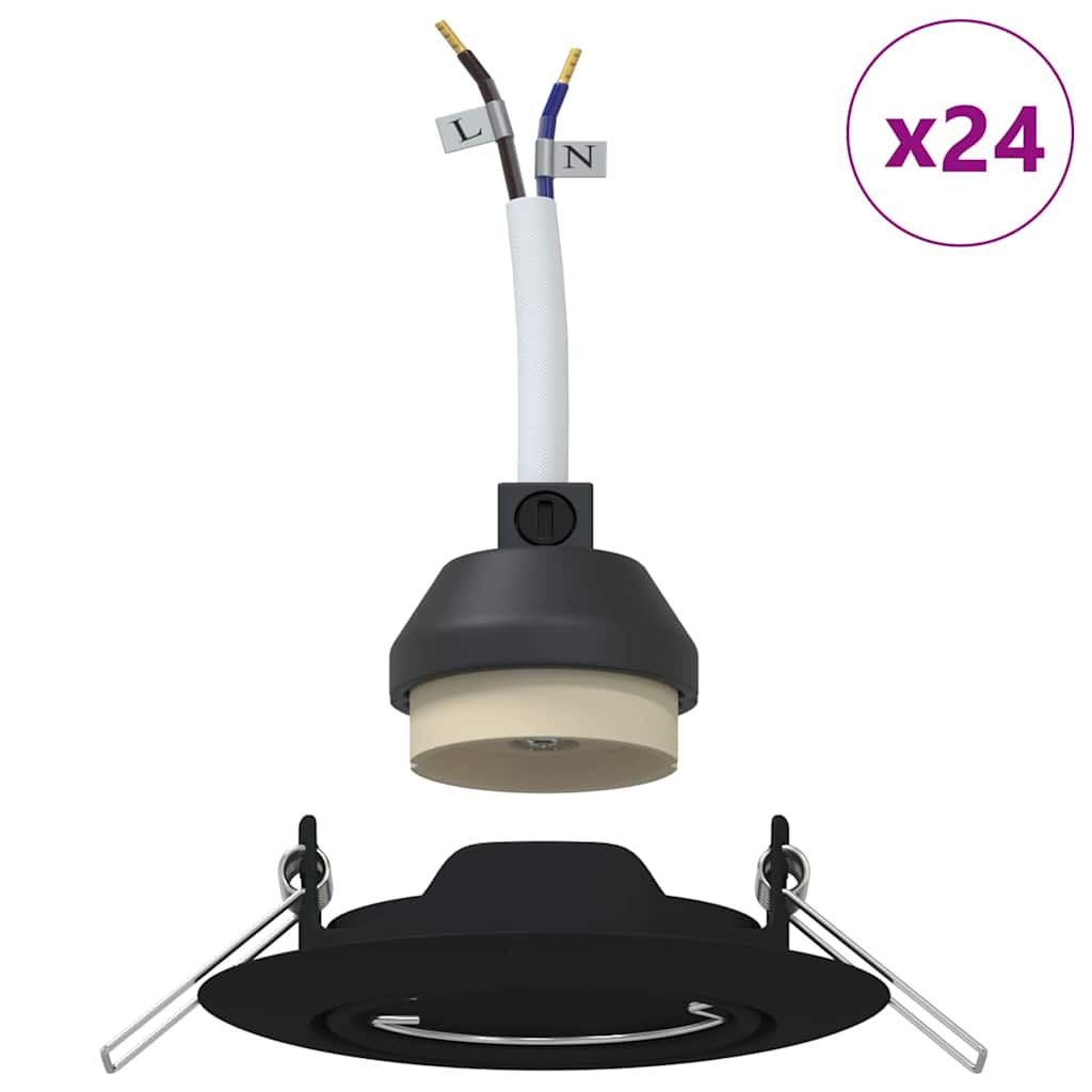 vidaXL Reflektor 24 pcs Czarny 9 x 9 x 2.5 cm Metal