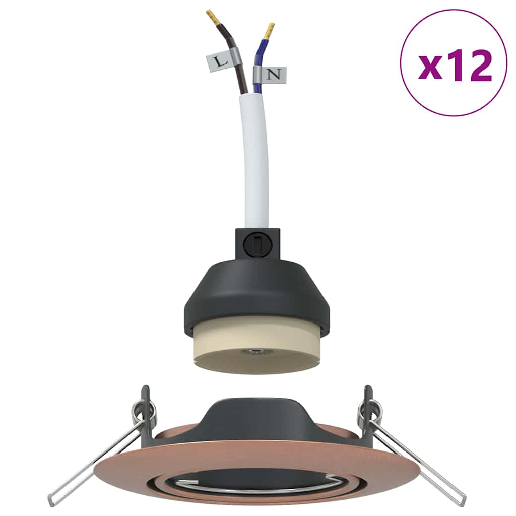 vidaXL Reflektor 12 pcs miedziany 9 x 9 x 2.5 cm Metal