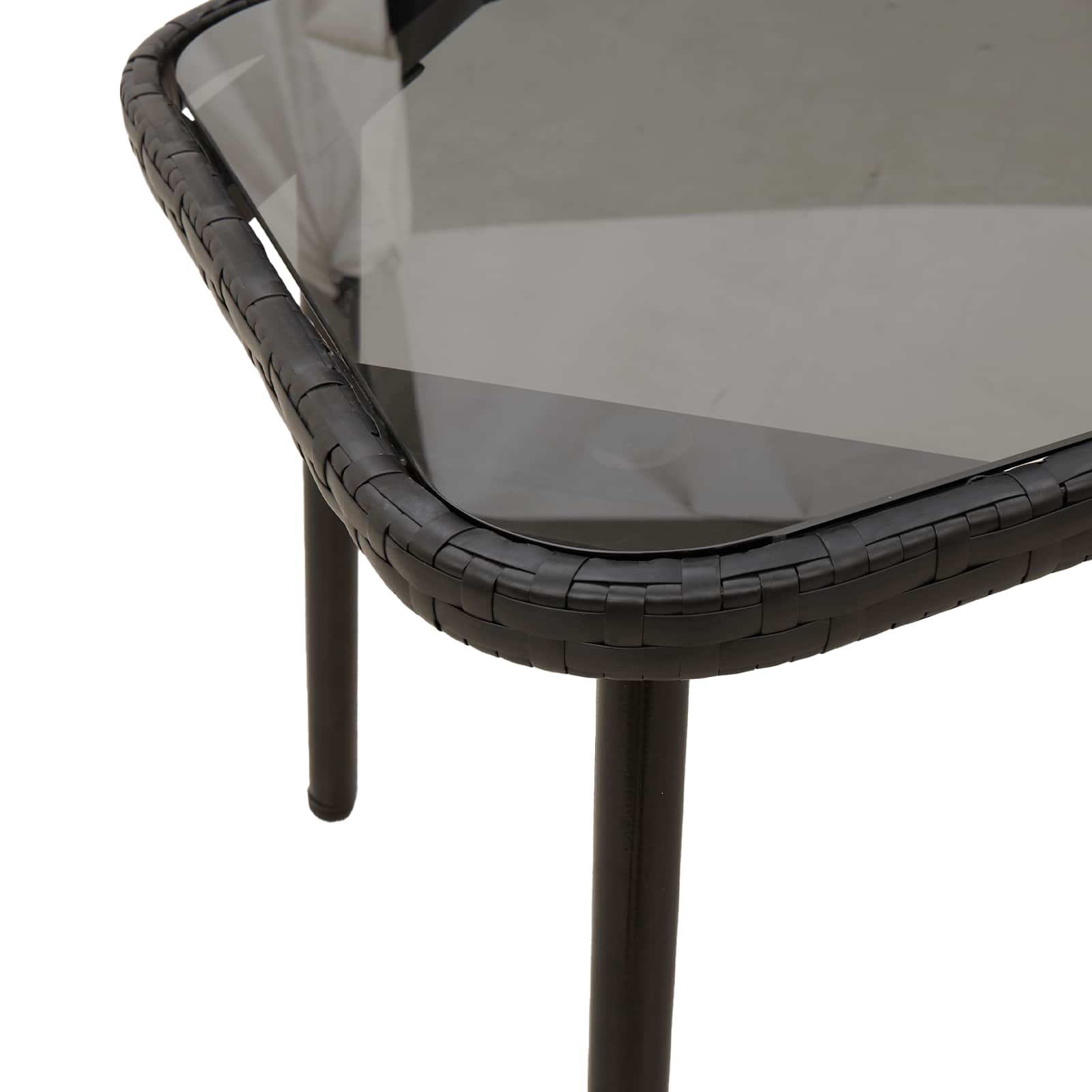 vidaXL Stolik kawowy Czarny 90 x 45 x 43 cm polirattan