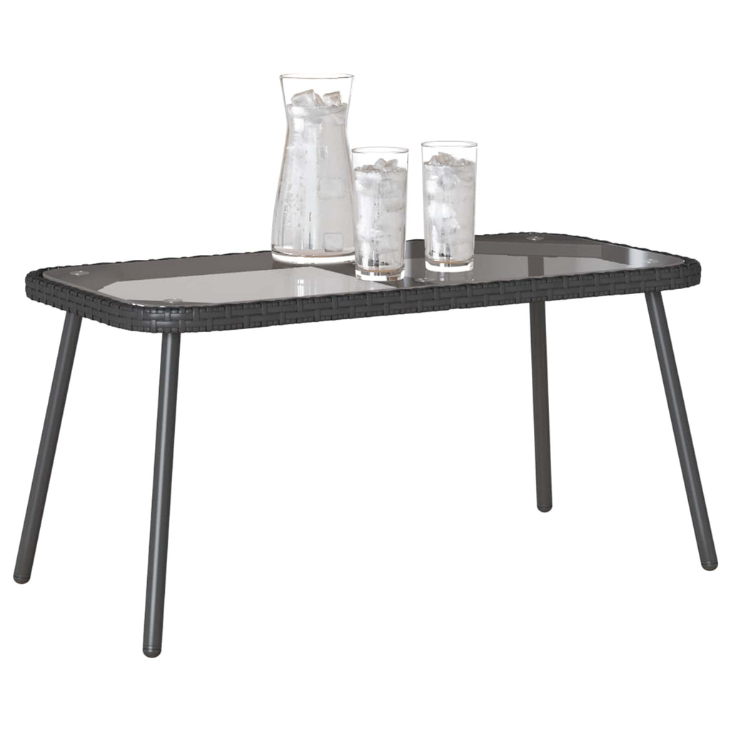 vidaXL Stolik kawowy Czarny 90 x 45 x 43 cm polirattan