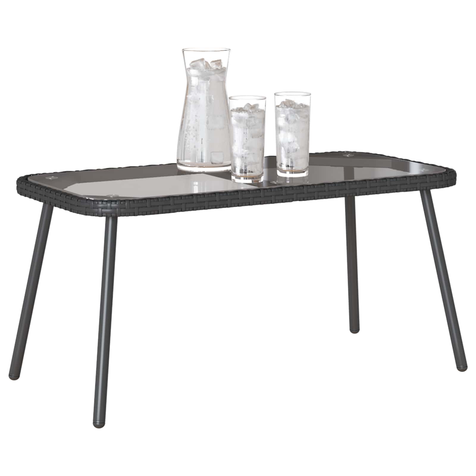 vidaXL Stolik kawowy Czarny 90 x 45 x 43 cm polirattan
