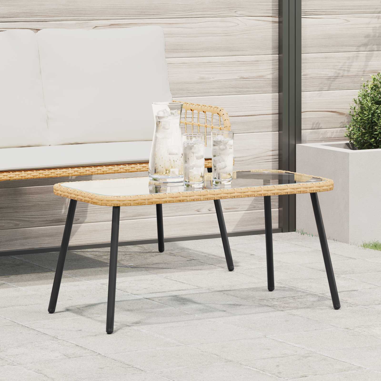 vidaXL Stolik kawowy Brązowy i czarny 90 x 45 x 43 cm polirattan