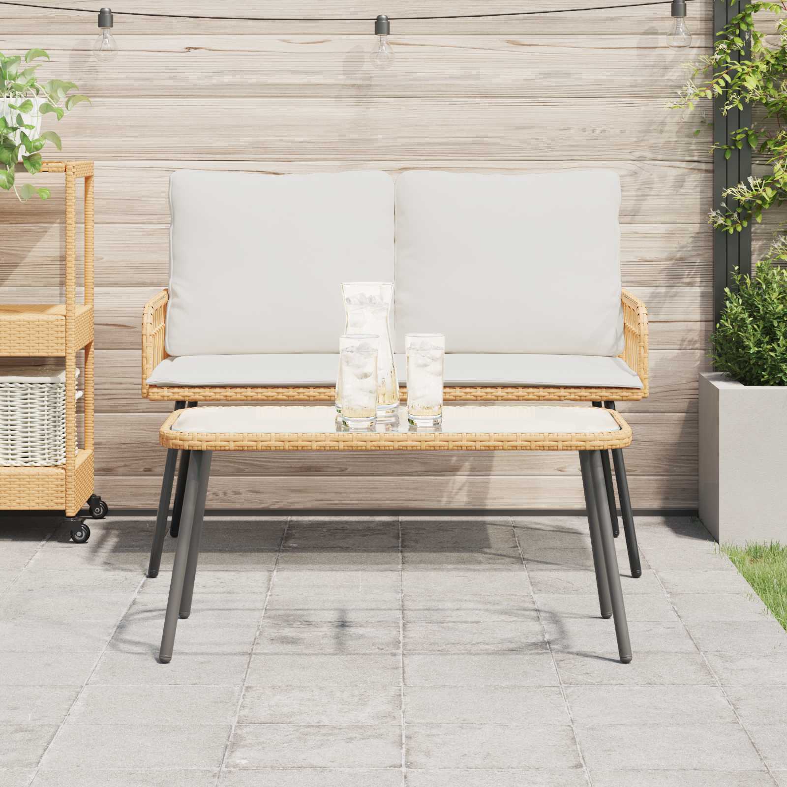 vidaXL Stolik kawowy Brązowy i czarny 90 x 45 x 43 cm polirattan