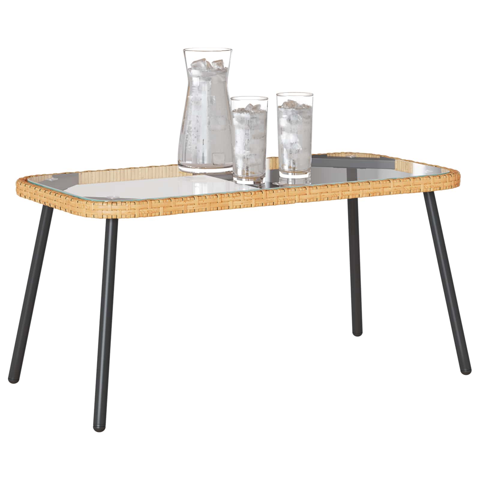 vidaXL Stolik kawowy Brązowy i czarny 90 x 45 x 43 cm polirattan