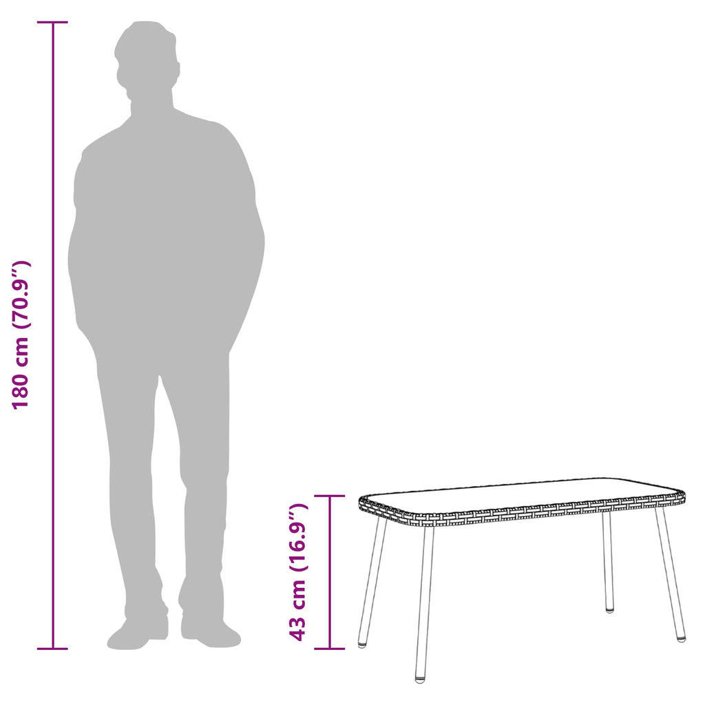 vidaXL Stolik kawowy Brązowy i czarny 90 x 45 x 43 cm polirattan