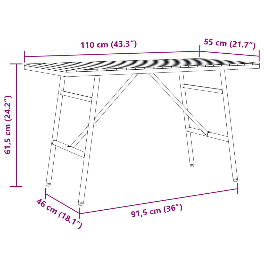 vidaXL Stół jadalny Brązowy 110 x 55 x 61,5 cm Lite Drewno Akacji