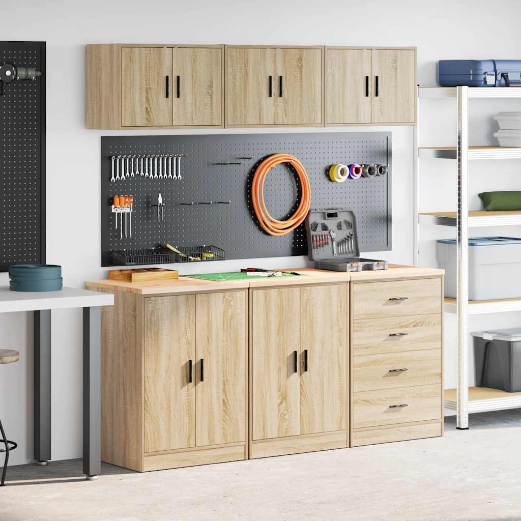 vidaXL Szafki garażowe 6 szt. Dąb Sonoma Drewno klejone