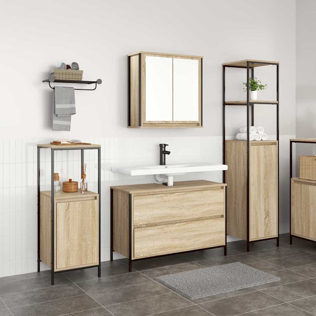 vidaXL Zestaw mebli łazienkowych z szufladą z półką 3 pcs Dąb Sonoma