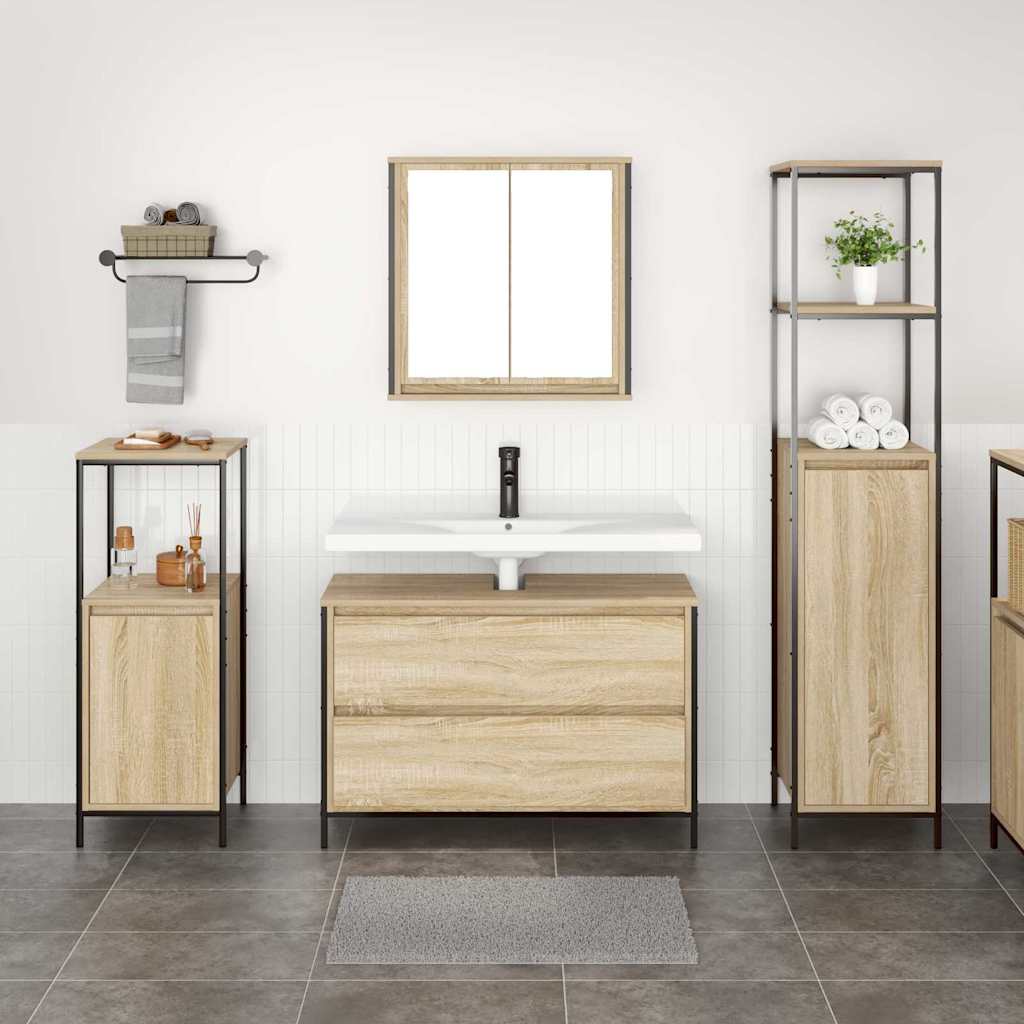 vidaXL Zestaw mebli łazienkowych z szufladą z półką 3 pcs Dąb Sonoma