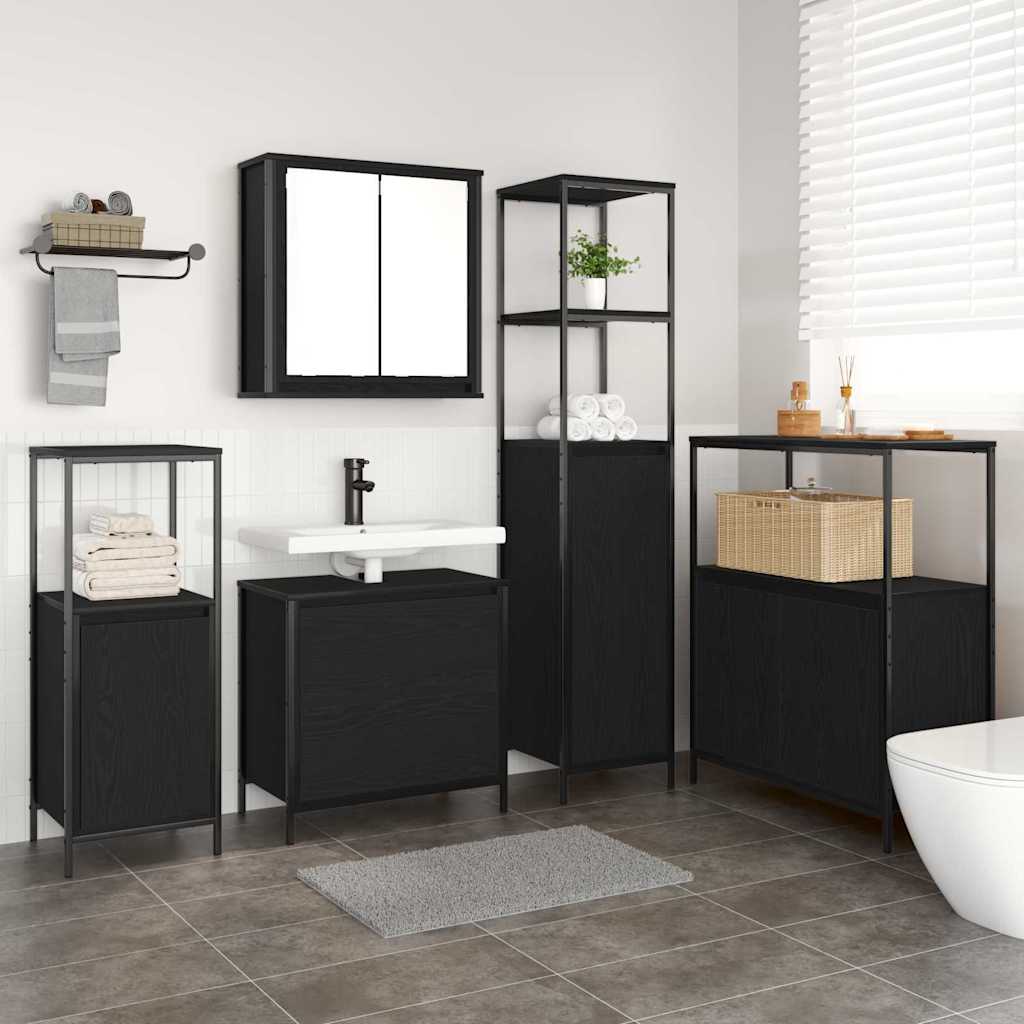vidaXL Zestaw mebli łazienkowych 5 pcs Czarny Materiał drewnopochodny