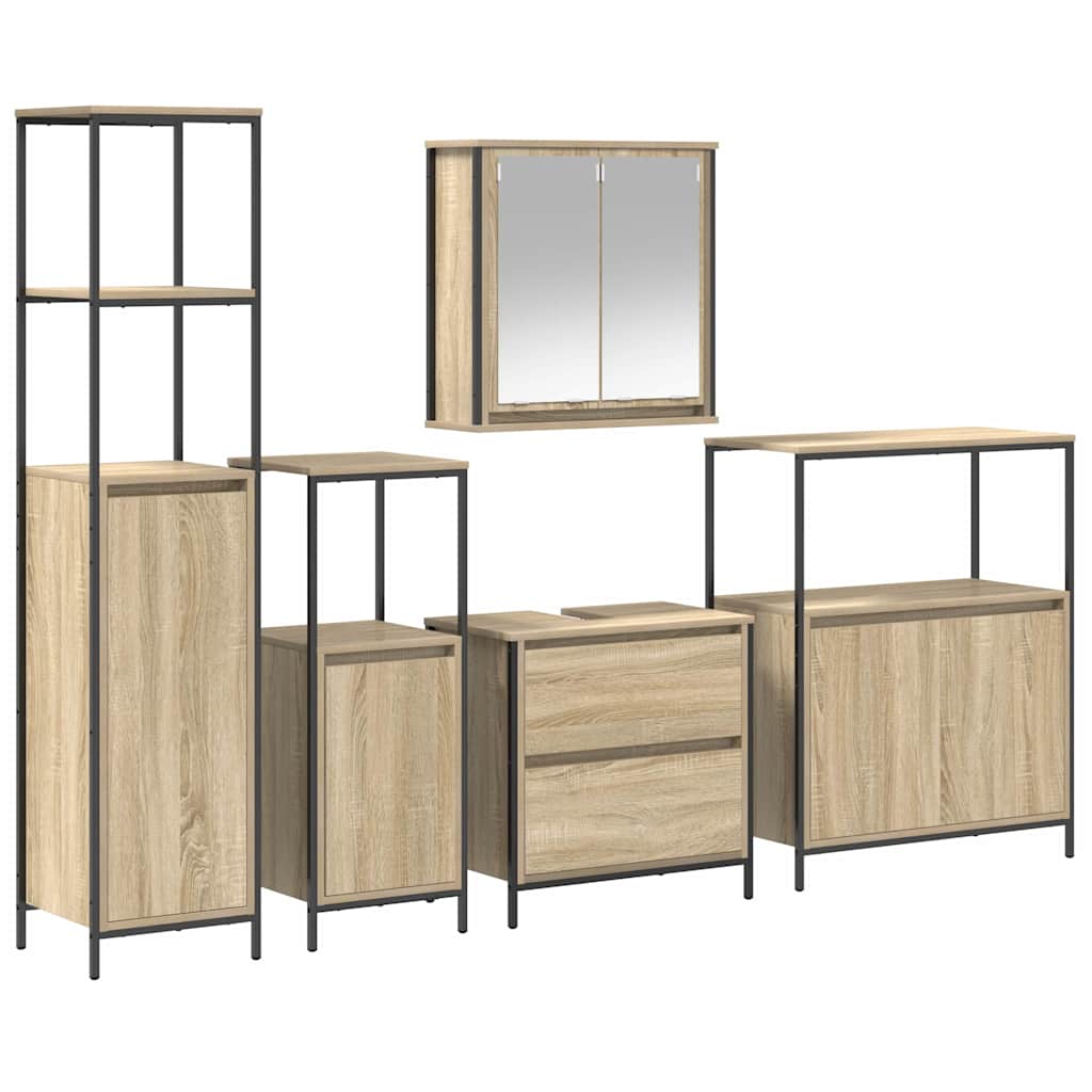 vidaXL Zestaw mebli łazienkowych 5 pcs Beżowy Materiał drewnopochodny