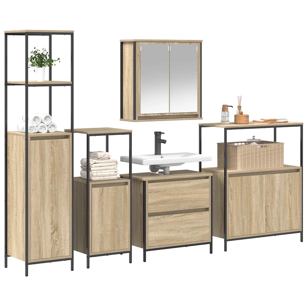 vidaXL Zestaw mebli łazienkowych 5 pcs Beżowy Materiał drewnopochodny
