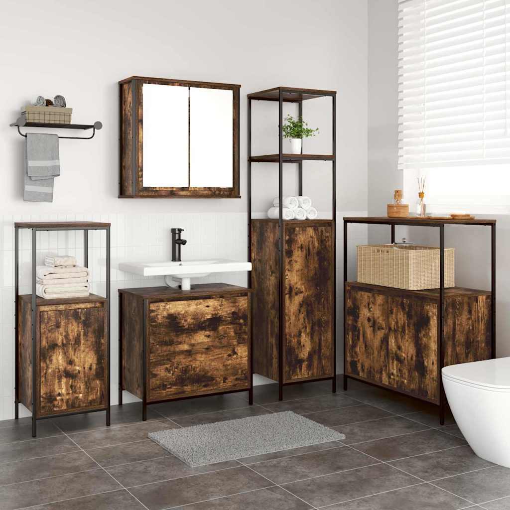 vidaXL Zestaw mebli łazienkowych 5 pcs Brązowy Materiał drewnopochodny