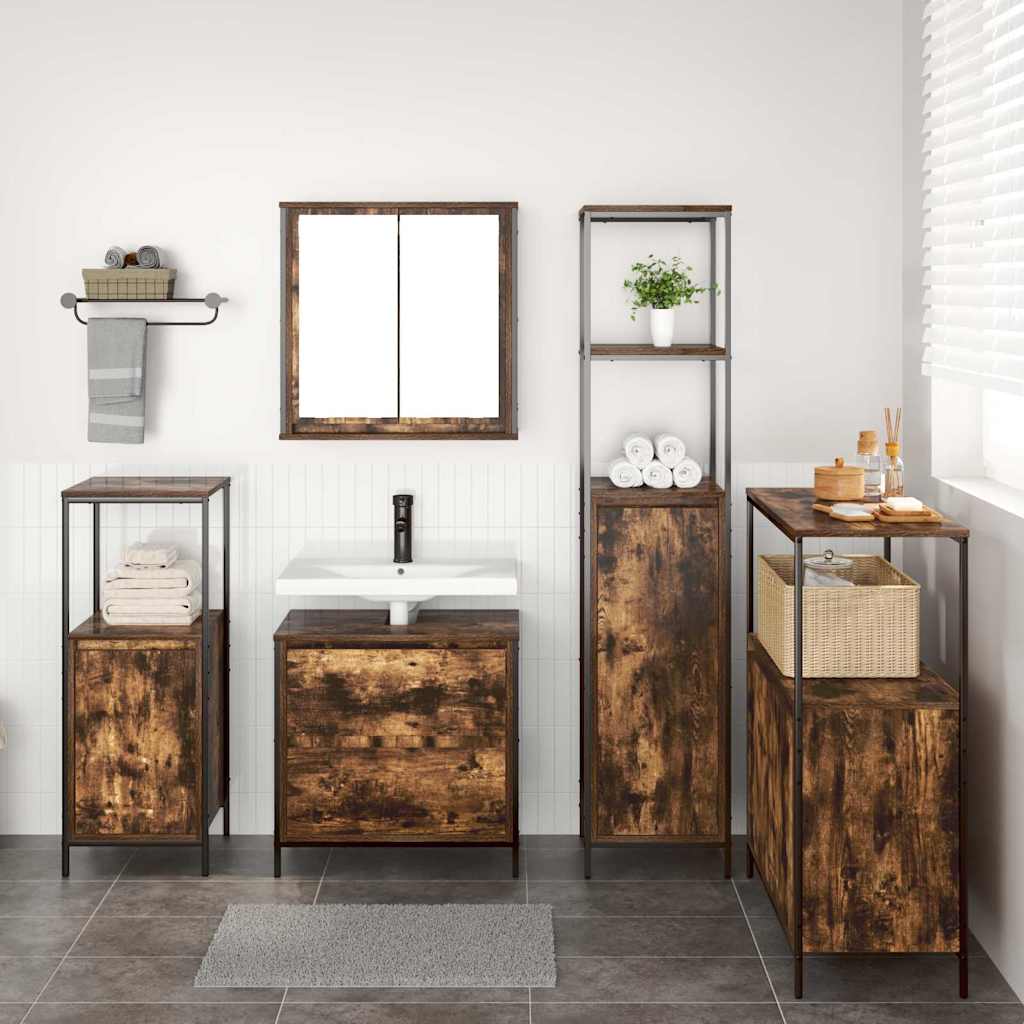 vidaXL Zestaw mebli łazienkowych 5 pcs Brązowy Materiał drewnopochodny