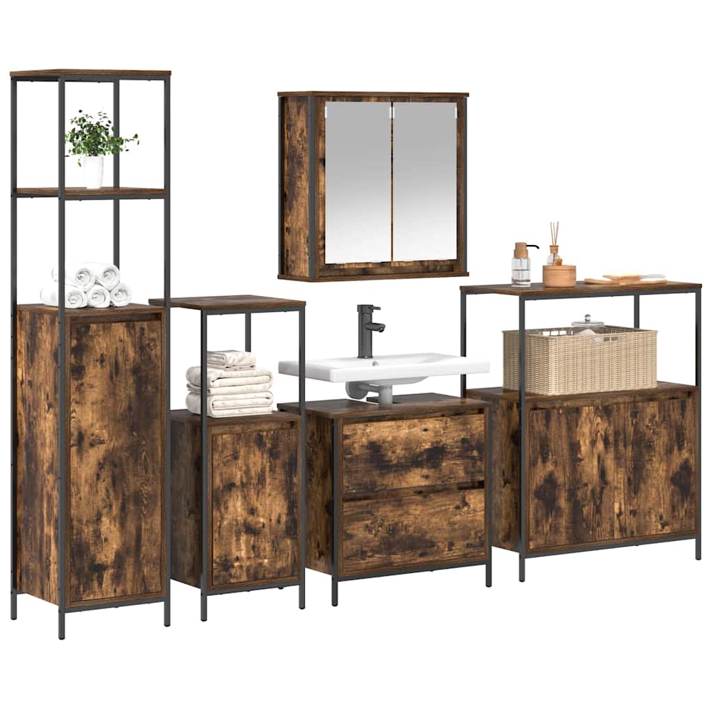 vidaXL Zestaw mebli łazienkowych 5 pcs Brązowy Materiał drewnopochodny