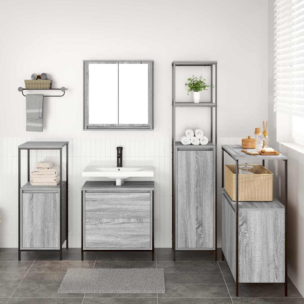 vidaXL Zestaw mebli łazienkowych 5 pcs Szary Materiał drewnopochodny