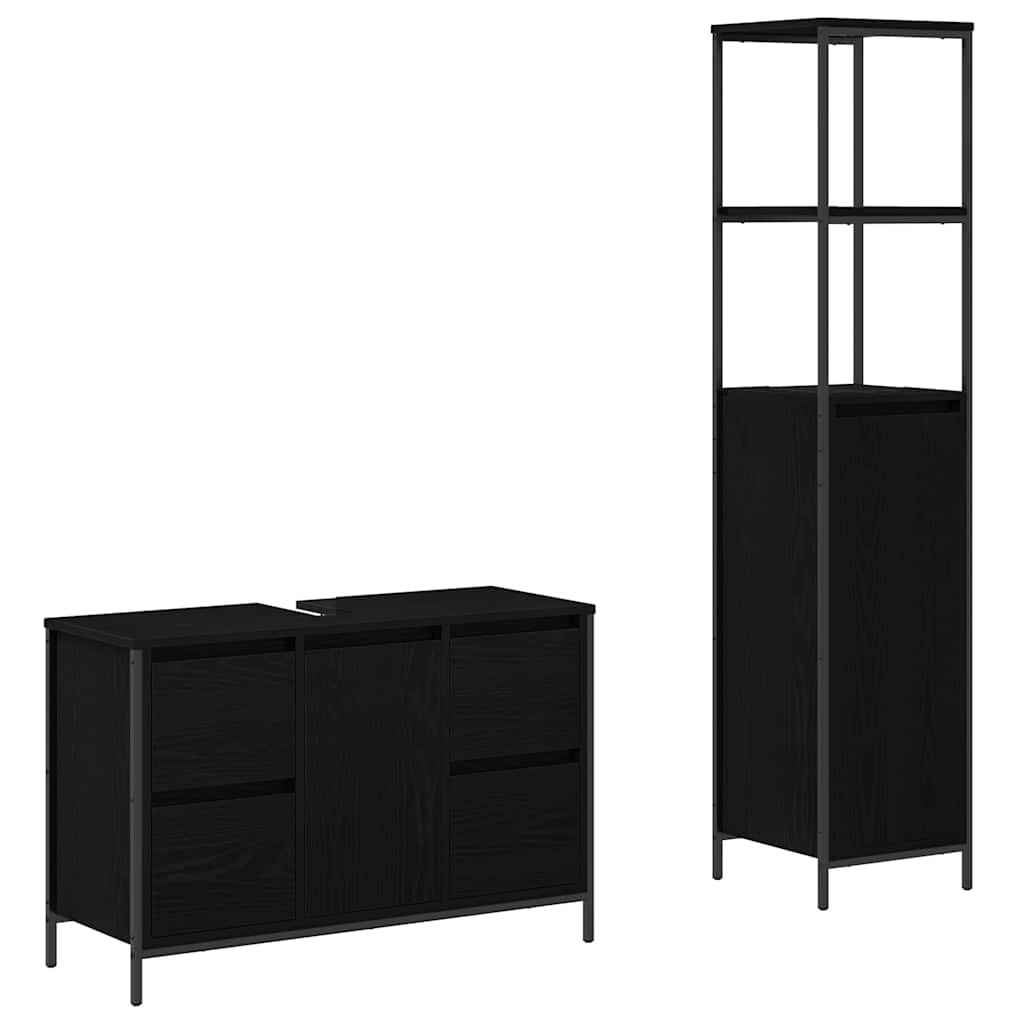 vidaXL Zestaw mebli łazienkowych z szufladą z półką 2 pcs Czarny dąb