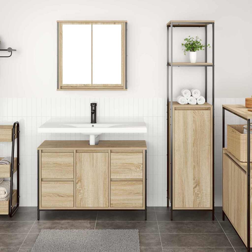 vidaXL Zestaw mebli łazienkowych z szufladą 2 pcs Dąb Sonoma i czarny