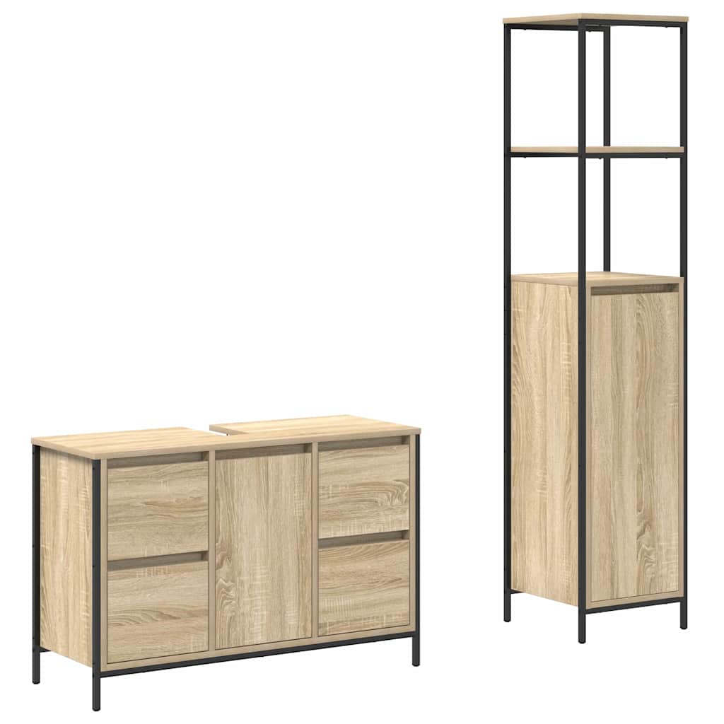 vidaXL Zestaw mebli łazienkowych z szufladą 2 pcs Dąb Sonoma i czarny