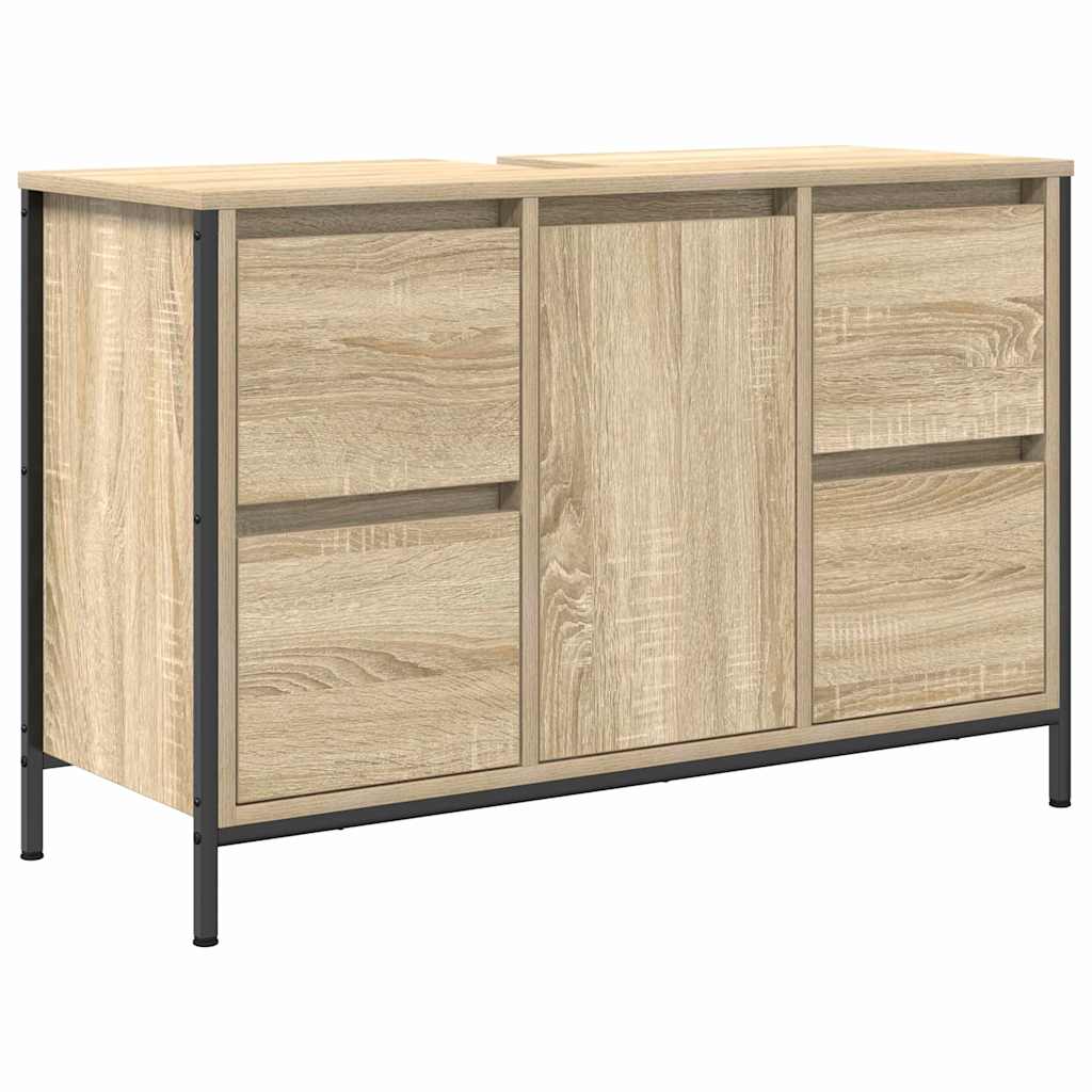 vidaXL Zestaw mebli łazienkowych z szufladą 3 pcs Dąb sonoma i czarny