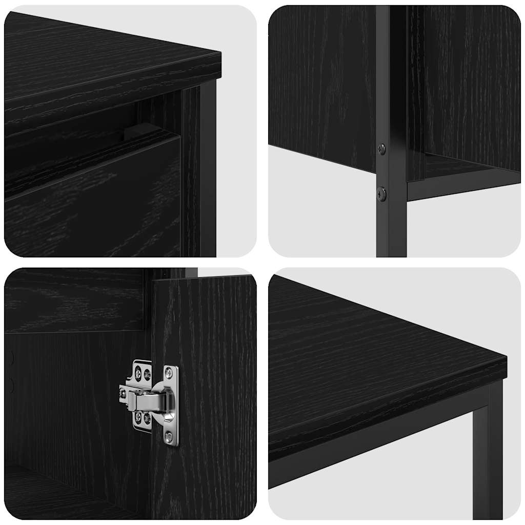 vidaXL Zestaw mebli łazienkowych z półką z drzwiami 3 pcs Czarny Dąb