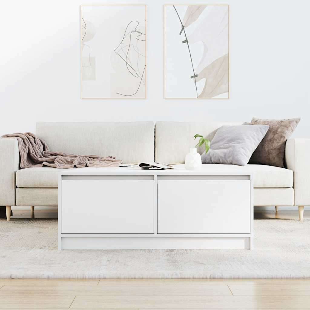 vidaXL Stolik kawowy z szufladami Biały 100x100x40 cm