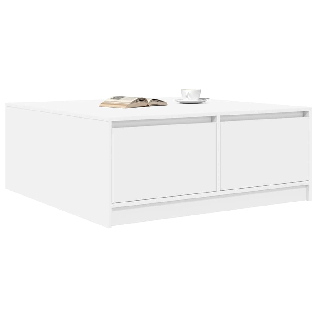 vidaXL Stolik kawowy z szufladami Biały 100x100x40 cm