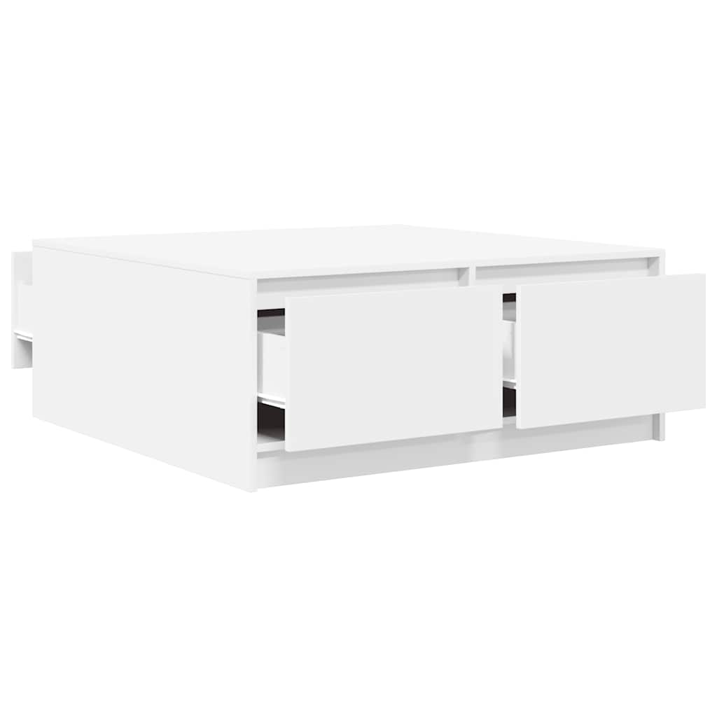 vidaXL Stolik kawowy z szufladami Biały 100x100x40 cm