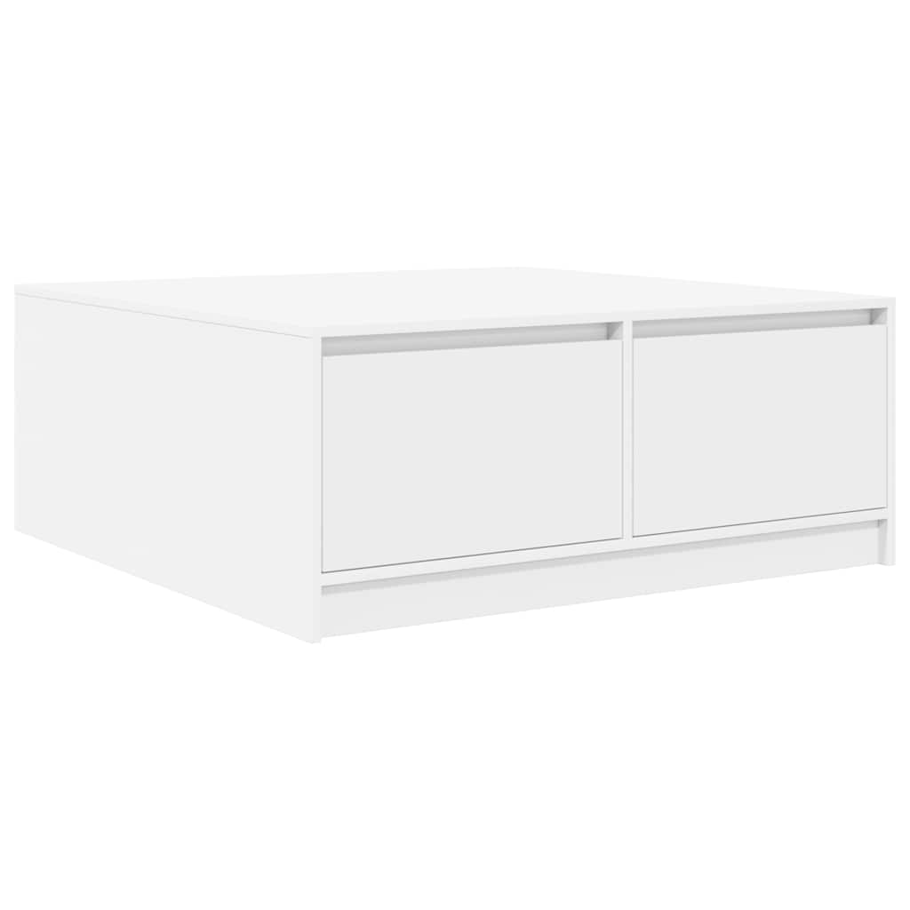 vidaXL Stolik kawowy z szufladami Biały 100x100x40 cm